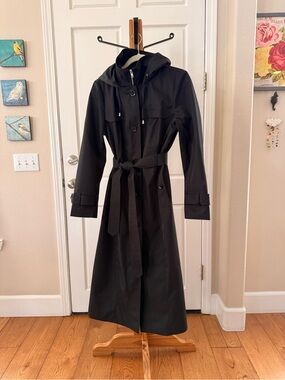 Stand Collar Hooded Trench Coat with Belt Kimi and Kai- new without tag